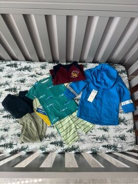 Toddler Clothing Bundle Blue Rain Jacket with Hood Sz 18 Months